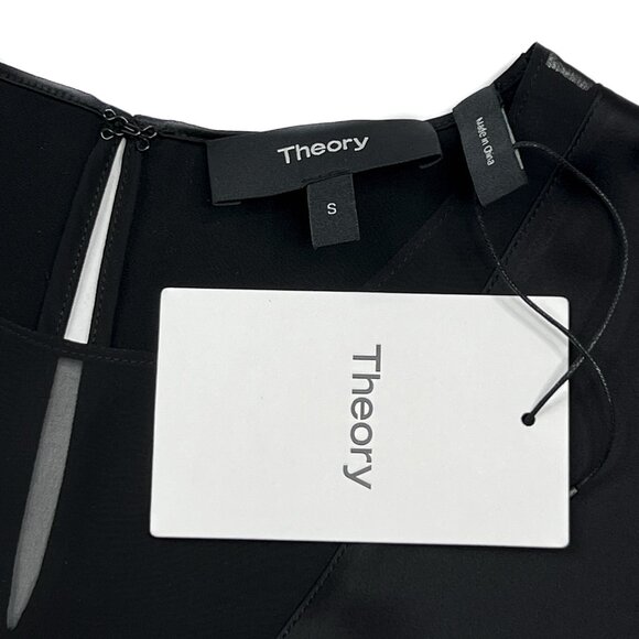 Theory Semi-Sheer Sleeveless Top in Satin Black Minimalist Capsule Size S - NWT - Picture 6 of 8
